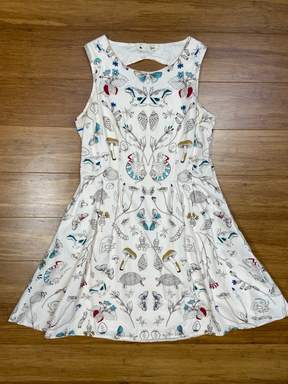 Yumi Cream Floral & Nature Print Sleeveless Fit-and-Flare Cotton Dress size 2/4